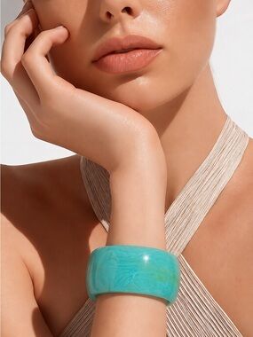 J. Crew Women's Green Turquoise Lightweight Bangle Bracelet Vacation Travel
